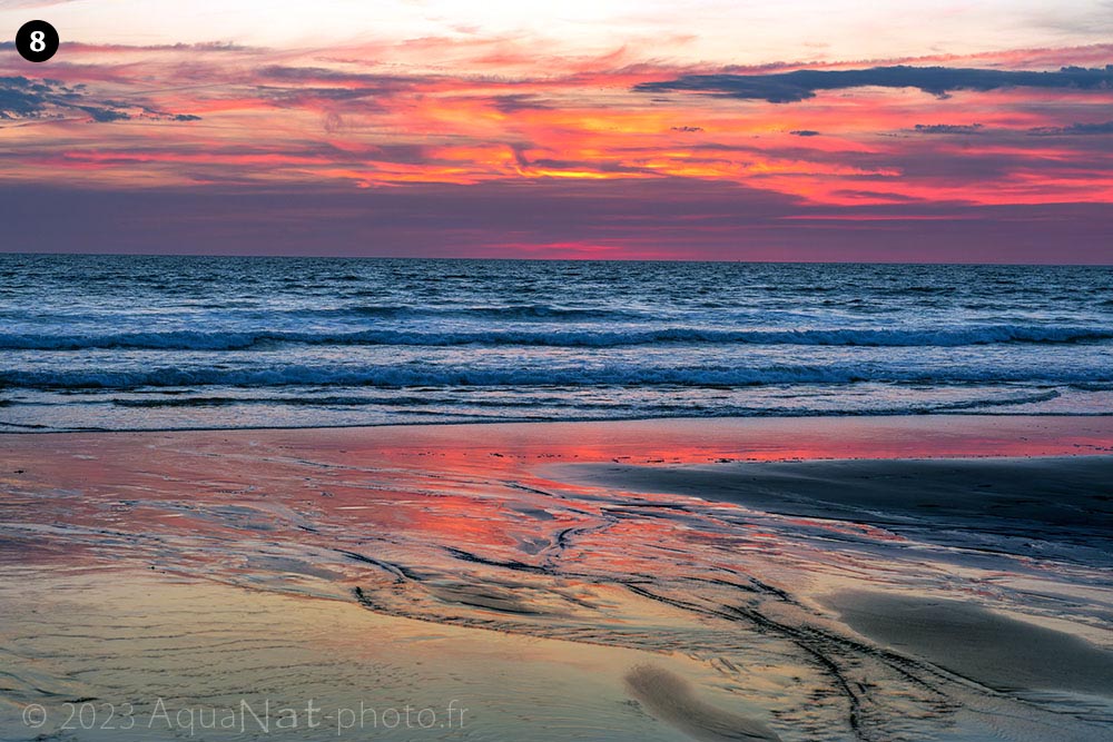 coucher de soleil dynamique à la plage de la Tranche sur mer